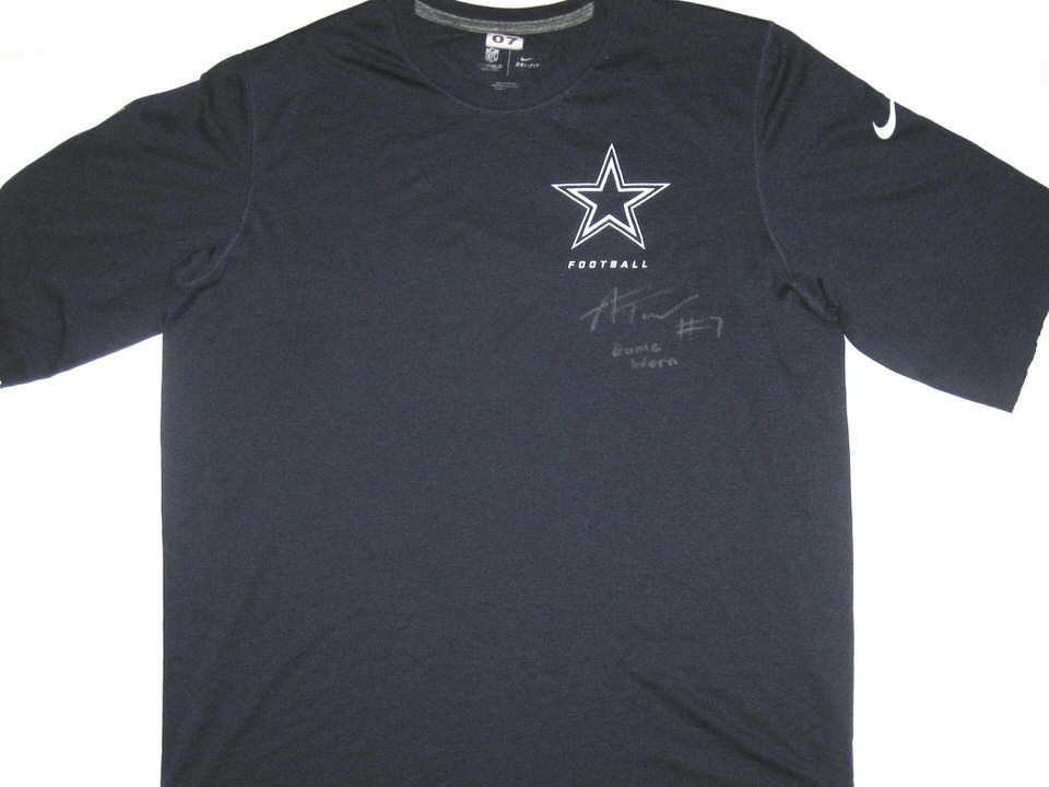 Alex Tanney Game Worn & Signed Official Dallas Cowboys Football #7 Nike  Dri-Fit XL Shirt