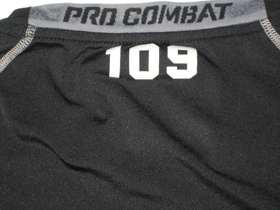 más y más Suyo Monumental Michael Hunter Oklahoma State Cowboys Game Worn & Signed Black & Silver Nike  Pro Combat Compression Shirt - Big Dawg Possessions