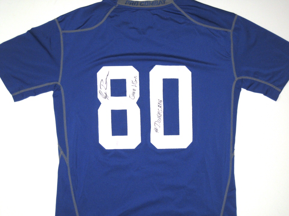 David Reeves Game Worn & Signed Duke Blue Devils Football #80 Nike Pro  Combat Compression XXL Shirt