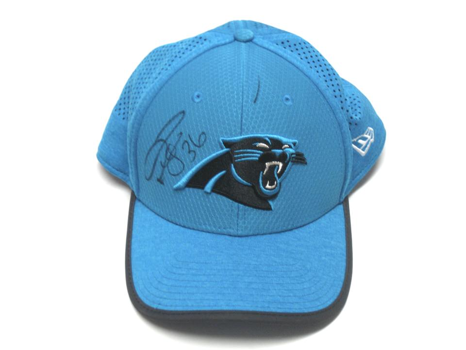 Darrel Young Official 2017 Training Camp Worn & Signed Carolina Panthers  New Era 39THIRTY Flex Hat - Big Dawg Possessions