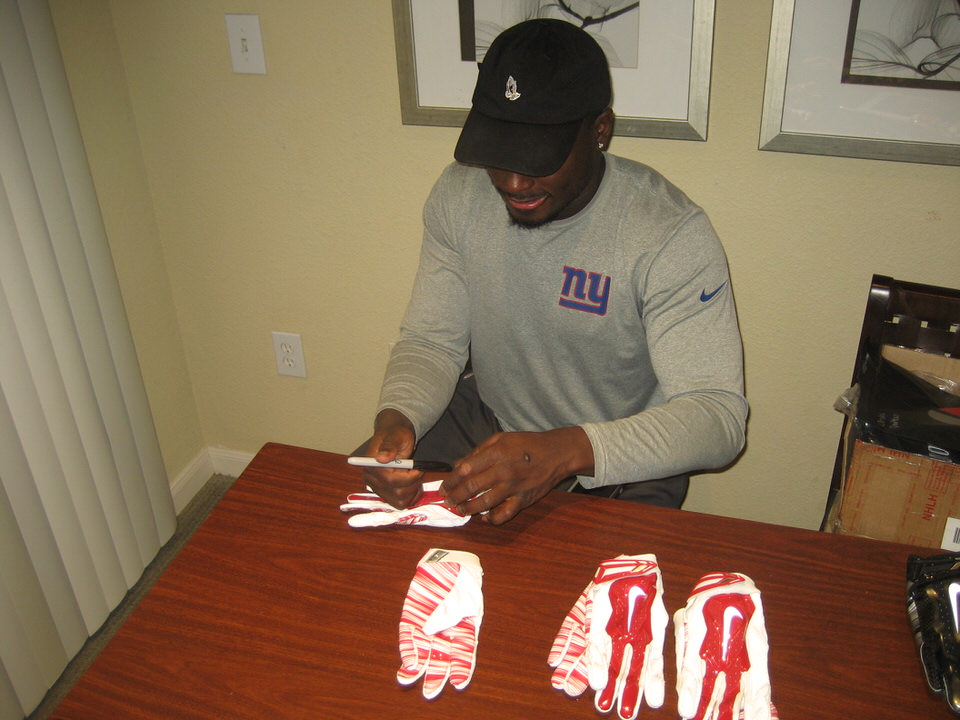 Orleans Darkwa Game Worn New York Giants Nike Gloves