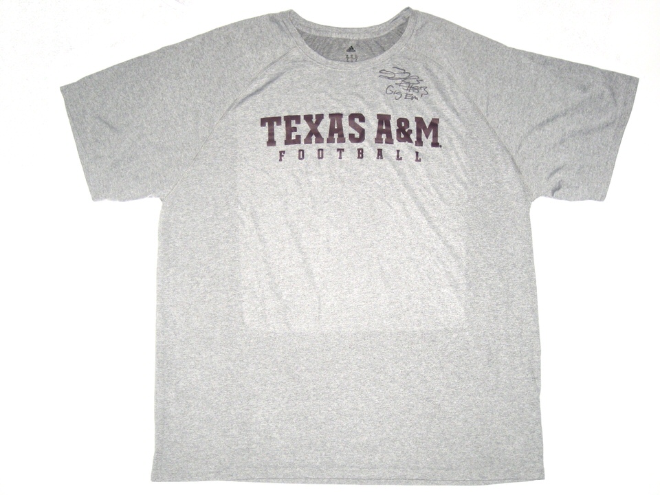 Tony Jerod-Eddie Training Worn & Signed Gray Texas A&M Aggies Football  Adidas Climalite 2XL Shirt - Big Dawg Possessions