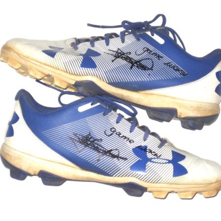 Shervyen Newton 2018 Kingsport Mets Game Worn & Signed White & Blue Under Armour Cleats