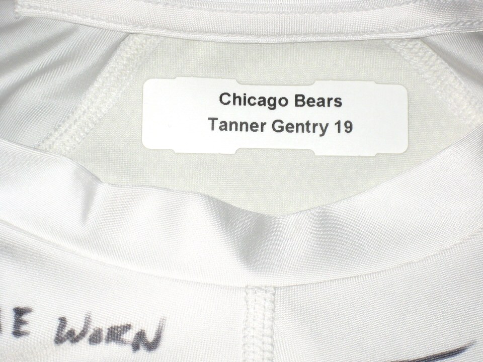 Tanner Gentry Chicago Bears Game Worn & Signed Blue & White Nike XL Gloves