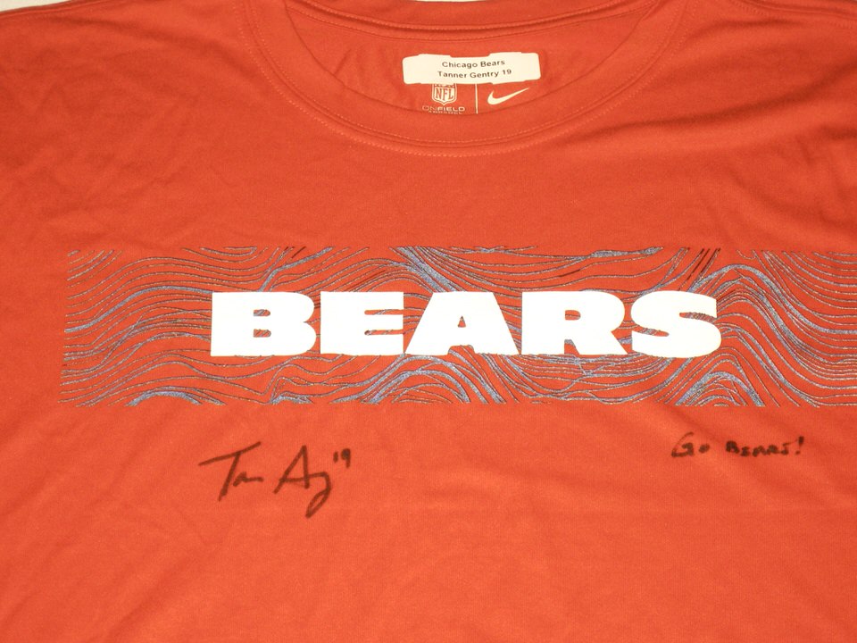 Tanner Gentry Practice Worn & Signed Official Chicago Bears #19 Long Sleeve Nike  Dri-FIT XL Shirt - Big Dawg Possessions