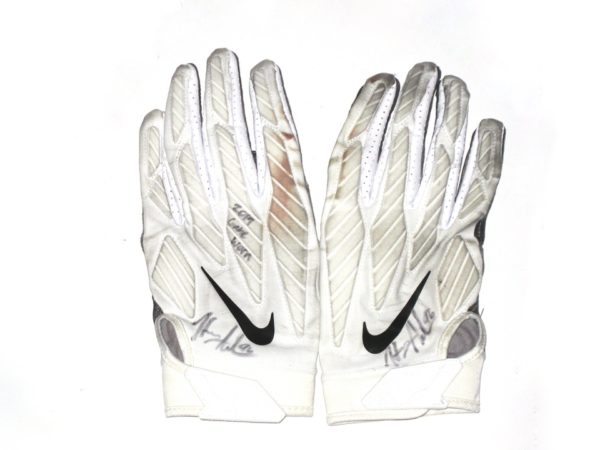 Henry Anderson New York Jets 2019 Game Worn & Signed White, Black & Gray Nike Alpha Gloves