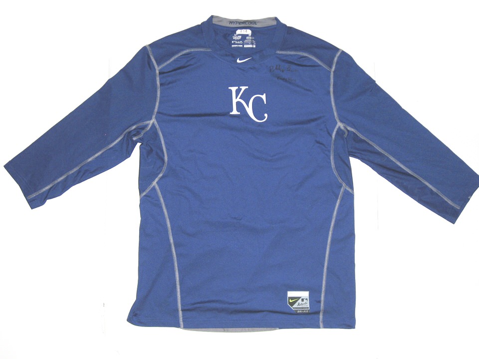 Billy Burns Game Worn & Signed Official Kansas City Royals #14 Nike Pro  Combat Fitted 3/4 Large Shirt