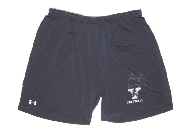 Dieter Eiselen Practice Worn & Signed Official Blue Yale Bulldogs Football Under Armour HeatGear 3XL Shorts