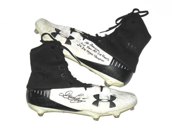 Dieter Eiselen Yale Bulldogs Game Worn & Signed White & Black Under Armour Highlight Select MC Football Cleats