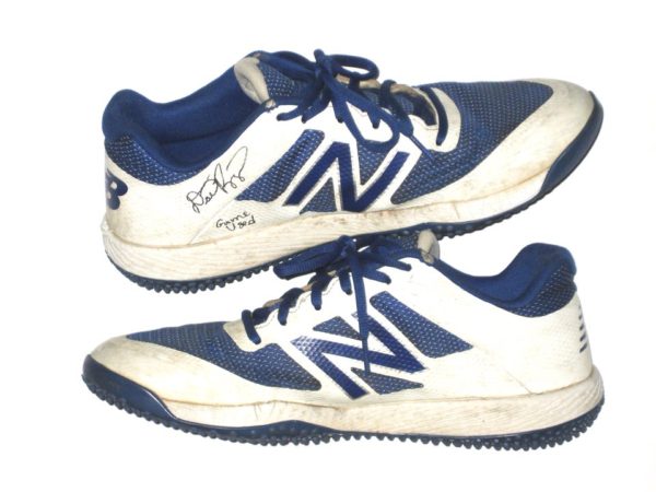 Dario Pizzano 2019 New York Mets Game Worn & Signed Blue & White New Balance Turf Shoes