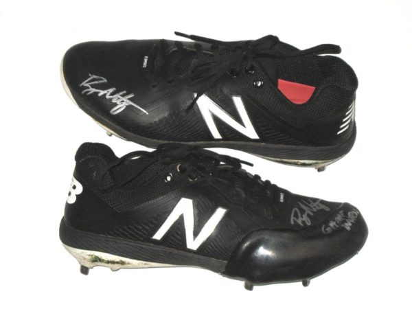 Ryan Nutof 2019 Chattanooga Lookouts Game Worn & Signed Black & White New Balance Cleats