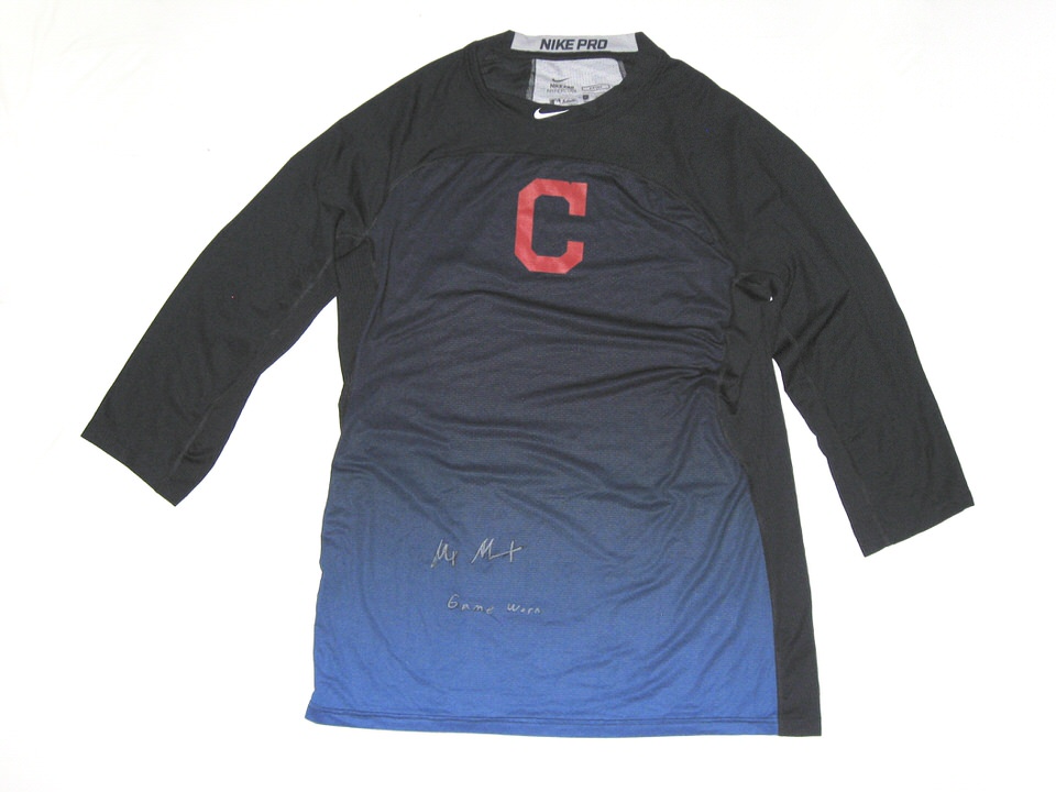 Max Moroff 2019 Game Worn & Signed Official Cleveland Indians #26 Long  Sleeve Nike Pro Dri-Fit Shirt - Big Dawg Possessions