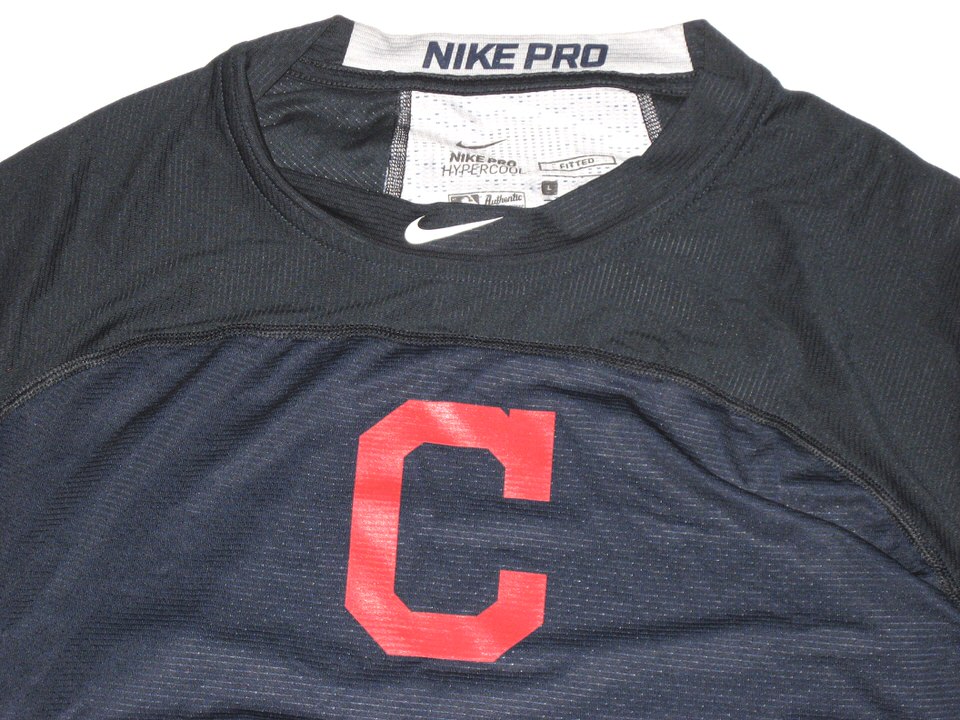 Max Moroff Game Worn & Signed Official Cleveland Indians #26 Nike Pro  Hypercool Fitted 3/4 Large Shirt