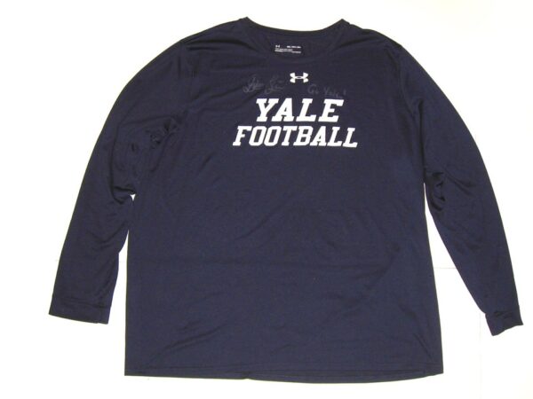 Dieter Eiselen Practice Worn & Signed Official Blue Yale Bulldogs Football Long Sleeve Under Armour 2XL Shirt