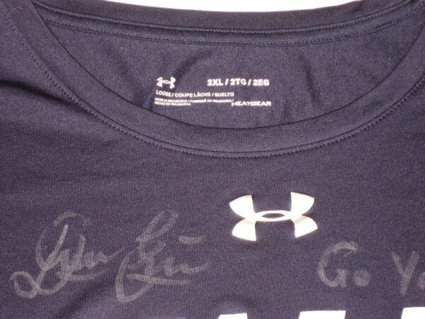 Dieter Eiselen Practice Worn & Signed Official Blue Yale Bulldogs Football Long Sleeve Under Armour 2XL Shirt