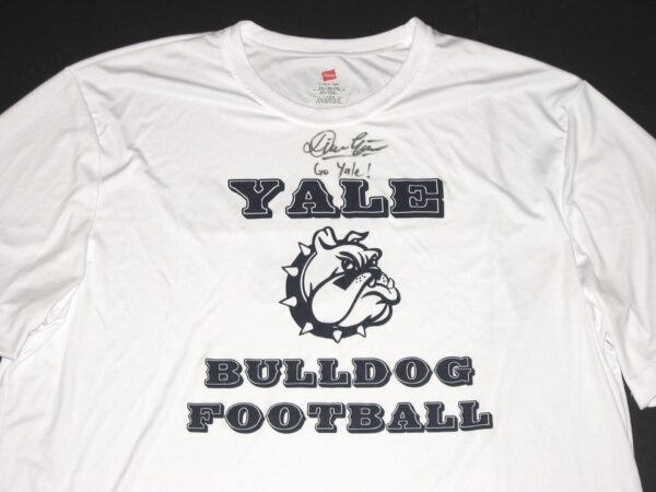 Dieter Eiselen Practice Worn & Signed Official White Yale Bulldogs Football Hanes Cool Dri 2XL Shirt