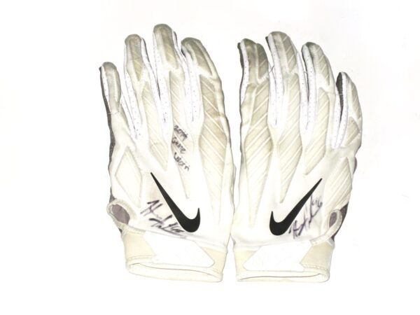 Henry Anderson New York Jets 2019 Game Worn & Signed White, Black & Gray Nike Alpha Gloves