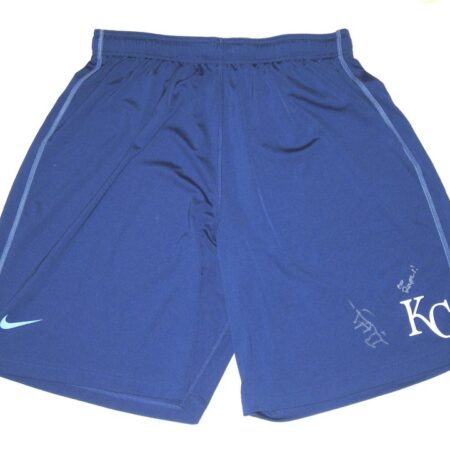 Bryce Hensley 2020 Practice Worn & Signed Official Blue Kansas City Royals Nike Dri-Fit XXL Shorts