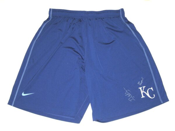 Bryce Hensley 2020 Practice Worn & Signed Official Blue Kansas City Royals Nike Dri-Fit XXL Shorts