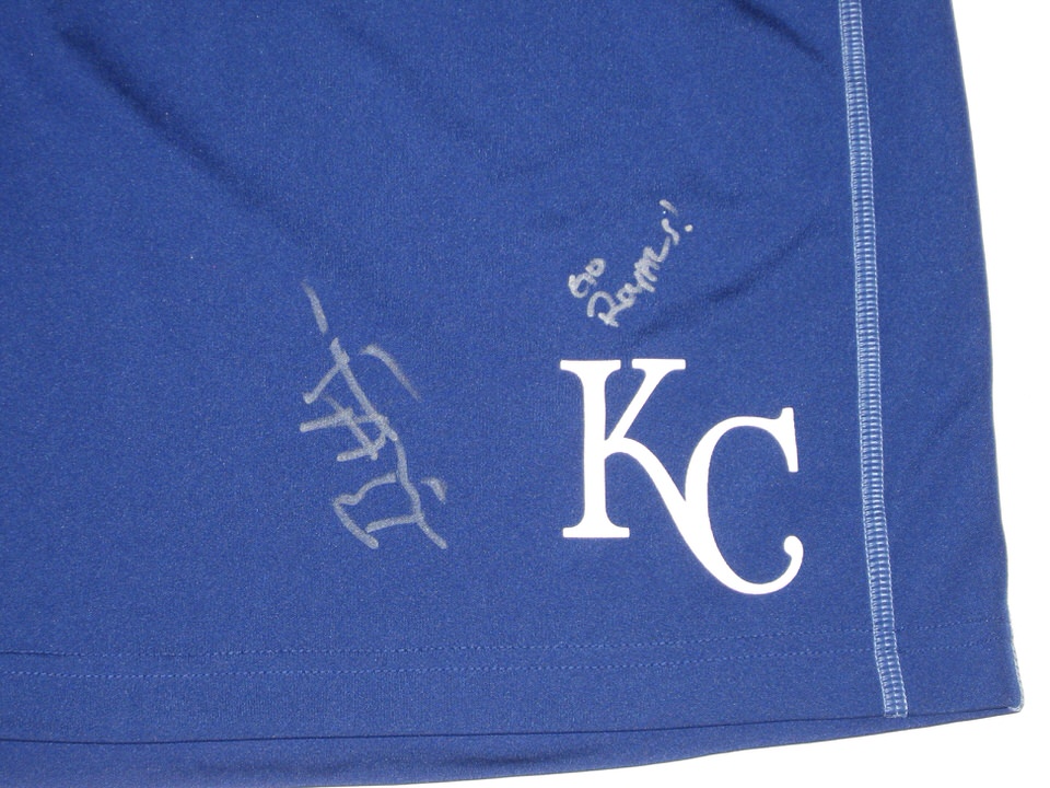 Bryce Hensley Player Issued & Signed Official Blue Kansas City Royals Nike  Dri-Fit XL Shorts