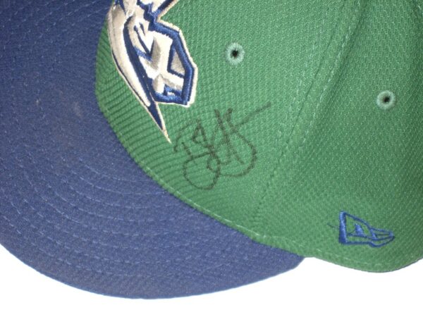 Bryce Hensley Pregame Worn & Signed Official Green & Blue Lexington Legends New Era 59FIFTY Hat