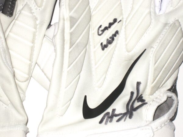 Henry Anderson New York Jets 2020 Game Worn & Signed White, Black & Gray Nike Alpha Gloves