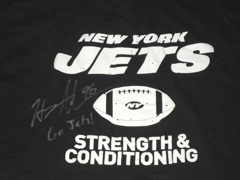 Henry Anderson Training Worn Signed Official New York Jets Strength Conditioning 96 Comfort Colors 2XL Pullover Hoodie