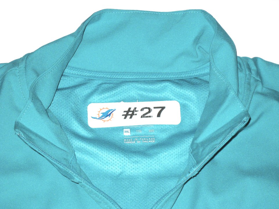 Chandler Cox Player Issued Official Aqua & Black Miami Dolphins #27  Lightweight Full Zip Nike XXL Jacket - Big Dawg Possessions