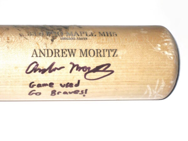 Andrew Moritz 2019 Florida Fire Frogs Game Used & Signed Pro Model MH5 Old Hickory Maple Baseball Bat – Cracked