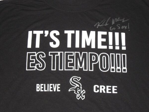 Kade McClure Team Issued & Signed Black & White Chicago White Sox IT'S TIME!!! Shirt