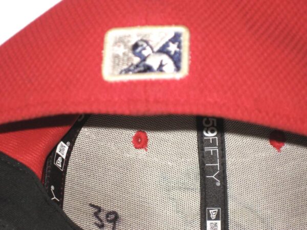 Mike Papi Game Worn & Signed Official Red Columbus Clippers New Era 59FIFTY Hat