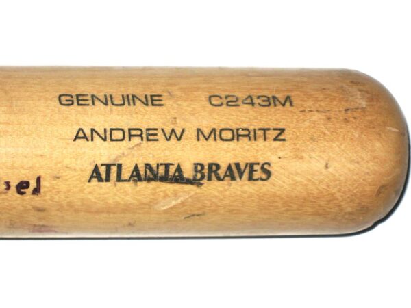 Andrew Moritz 2019 Florida Fire Frogs Game Used & Signed Louisville Slugger C243M Baseball Bat – Cracked