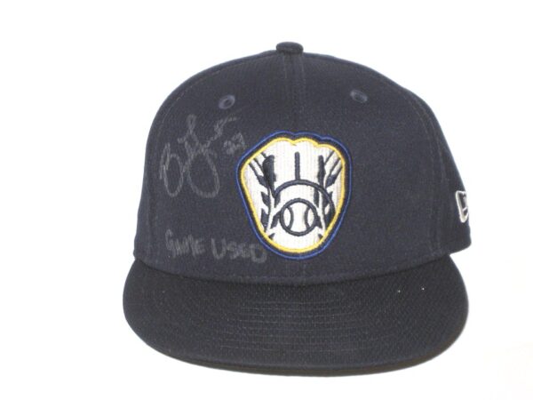 Bowden Francis Game Worn & Signed Milwaukee Brewers 2021 Spring Training New Era 59FIFTY Hat - Worn at Alternate Site!