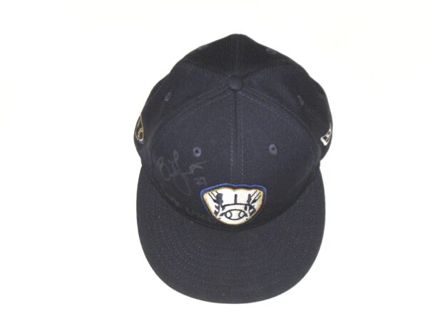 Bowden Francis Game Worn & Signed Milwaukee Brewers 2021 Spring Training New Era 59FIFTY Hat - Worn at Alternate Site!