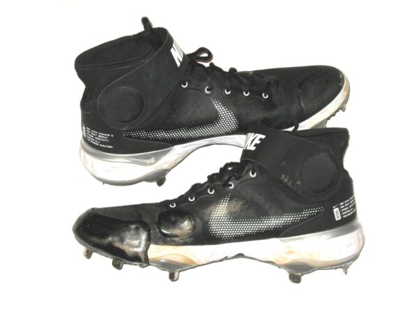 Bowden Francis Milwaukee Brewers Game Worn & Signed Black & White Nike Alpha Huarache Cleats - Worn at Alternate Site!