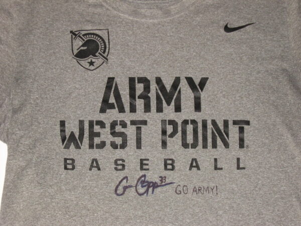 Cam Opp Team Issued & Signed Official Grey Army Black Knights West Point Baseball Nike Dri-Fit Shirt