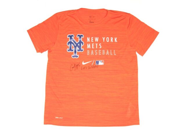 Cam Opp Team Issued & Signed Official Orange & Blue New York Mets Baseball Nike Shirt