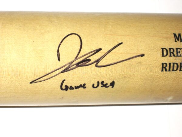 Drew Lugbauer 2019 Florida Fire Frogs Game Used & Signed Sam Rideau Crusher Maple Baseball Bat – Cracked