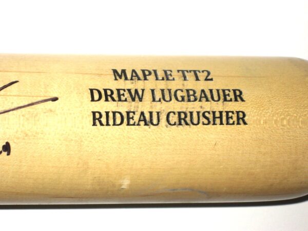 Drew Lugbauer 2019 Florida Fire Frogs Game Used & Signed Sam Rideau Crusher Maple Baseball Bat – Cracked