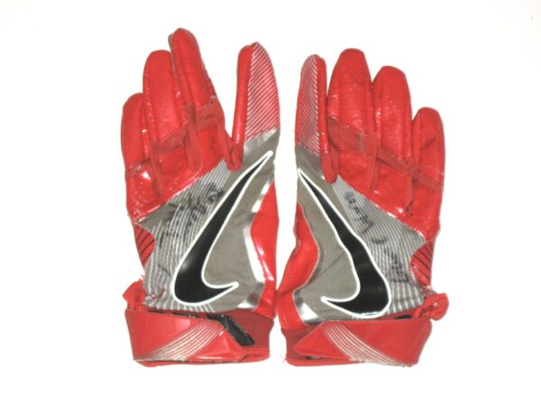 Drew Himmelman Illinois State Redbirds Game Worn & Signed Red, Grey & Black Nike Gloves