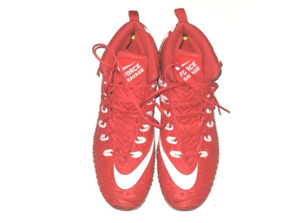 Drew Himmelman Illinois State Redbirds Game Worn & Signed Red & White Nike Force Savage Cleats