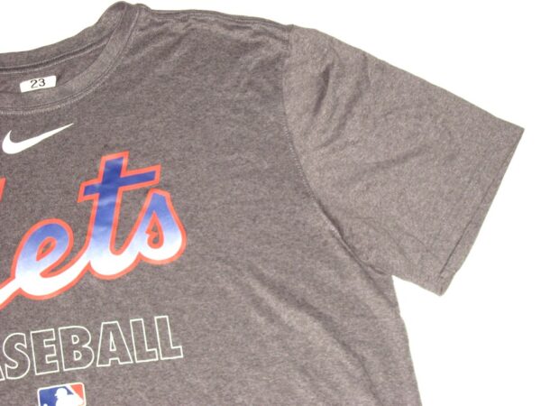 Max Moroff Practice Worn & Signed Official Grey New York Mets Baseball #23 Nike Dri-Fit Large Shirt