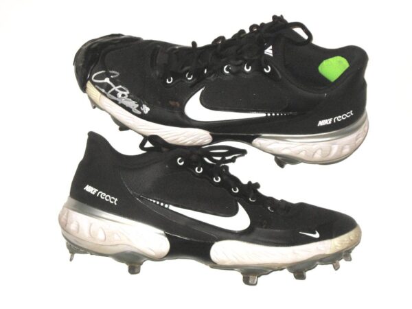 Cam Opp 2021 Brooklyn Cyclones Game Worn & Signed Black & White Nike Alpha Huarache Cleats