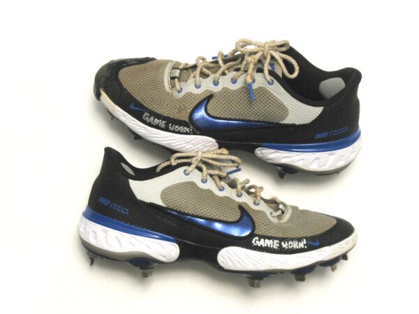 Cam Opp 2021 Brooklyn Cyclones Game Worn & Signed Grey, Blue & White Nike Alpha Huarache Cleats