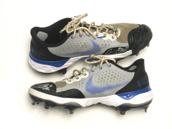 Cam Opp 2021 Brooklyn Cyclones Game Worn & Signed Grey, Blue & White Nike Alpha Huarache Cleats