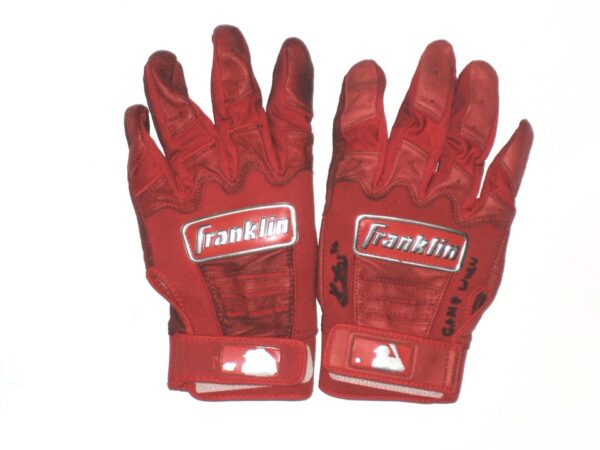 Kevin Josephina 2021 Rome Braves Game Worn & Signed Red Franklin Batting Gloves