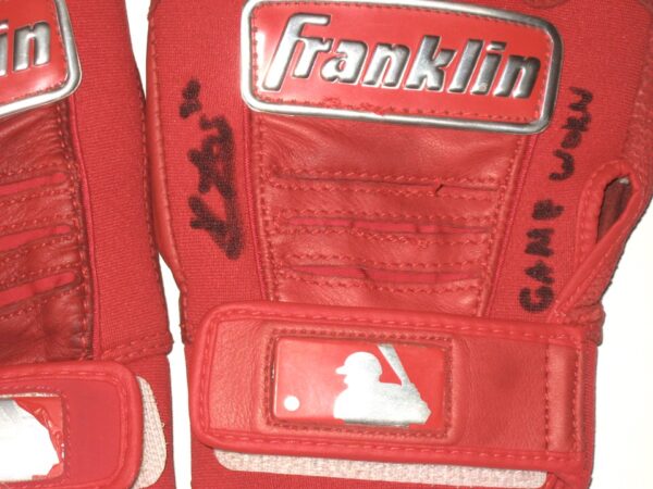 Kevin Josephina 2021 Rome Braves Game Worn & Signed Red Franklin Batting Gloves