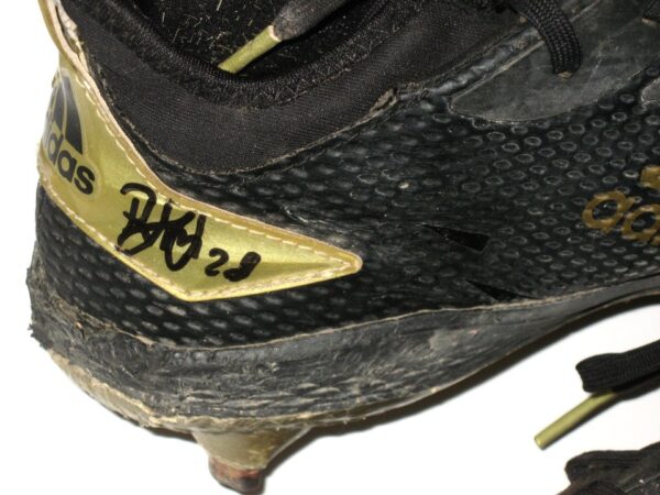 Shean Michel 2021 Rome Braves Game Worn & Signed Black & Gold Adidas Adizero Baseball Cleats