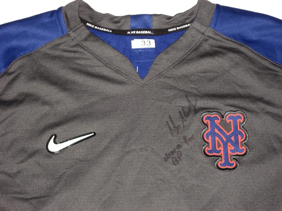 Max Moroff Player Issued & Signed Official New York Mets #33 Nike Dri-Fit  Thermal Crew Sweatshirt - Worn for Batting Practice! - Big Dawg Possessions