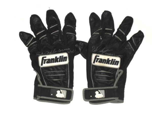 Riley Delgado Rome Braves Game Worn & Signed Black & White Franklin Batting Gloves